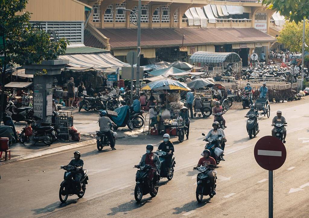 Bikers on a road in Ho Chi Minh Vietnam