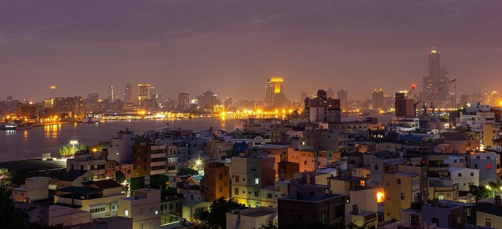 Kaohshiung Taiwan skyline at night