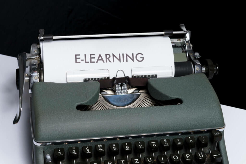 e-learning written on a typewriter