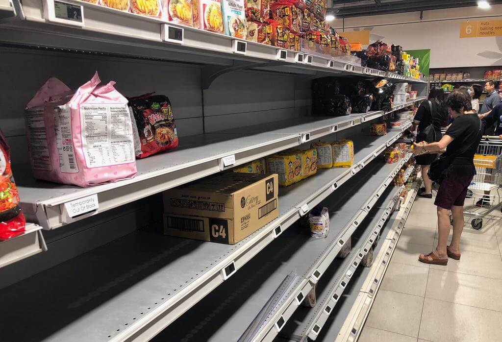 Empty supermarket shelves